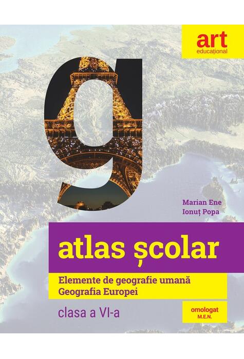 Copertă produs Atlas școlar. Elemente de geografie umană. Geografia Europei
