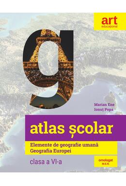 Copertă produs Atlas școlar. Elemente de geografie umană. Geografia Europei