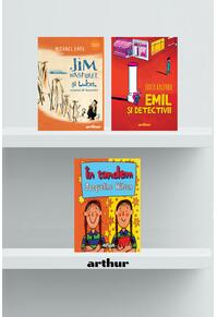 Copertă produs Pachet școlar clasa a III-a (&Icirc;n tandem, Jim Năsturel și Lukas, mecanicul de locomotivă, Emil și detectivii)