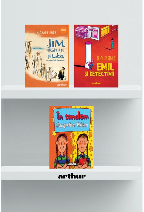 Copertă produs Pachet școlar clasa a III-a (&Icirc;n tandem, Jim Năsturel și Lukas, mecanicul de locomotivă, Emil și detectivii)