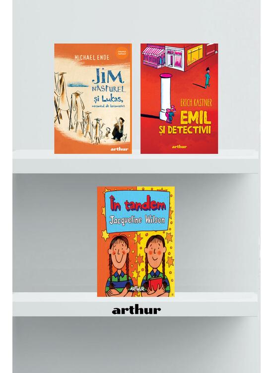 Copertă produs Pachet școlar clasa a III-a (&Icirc;n tandem, Jim Năsturel și Lukas, mecanicul de locomotivă, Emil și detectivii) - gallery big 1