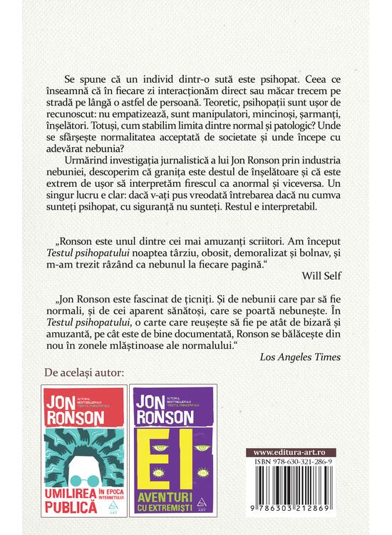 Copertă produs Testul psihopatului. O călătorie prin industria nebuniei - gallery big 2