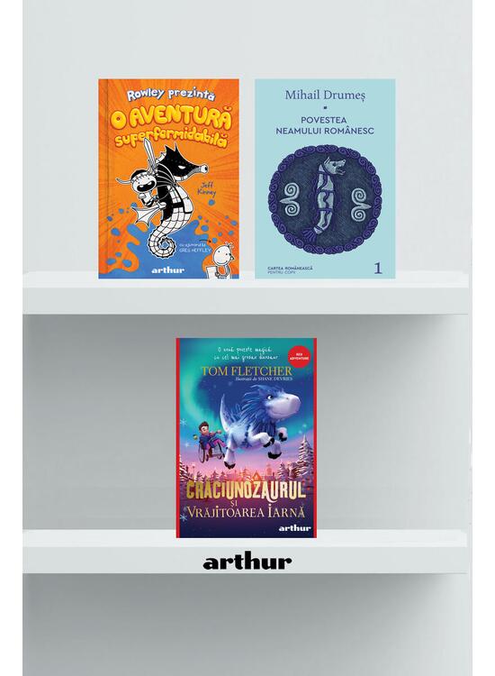 Copertă produs Pachet lecturi pentru 10 ani (O aventură superformidabilă, Povestea neamului romanesc, Crăciunozaurul și Vrăjitoarea Iarnă) - gallery big 1