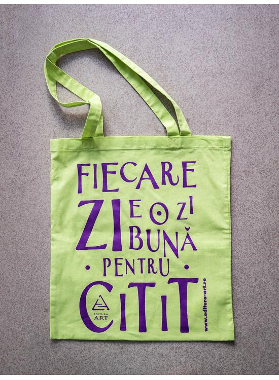 Copertă produs Tote bag lime cu imprimeu "Fiecare zi e o zi bună pentru citit" - gallery big 1