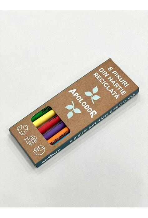 Copertă produs Set 6 pixuri din h&acirc;rtie reciclată Planeta Arthur (model Apolodor)