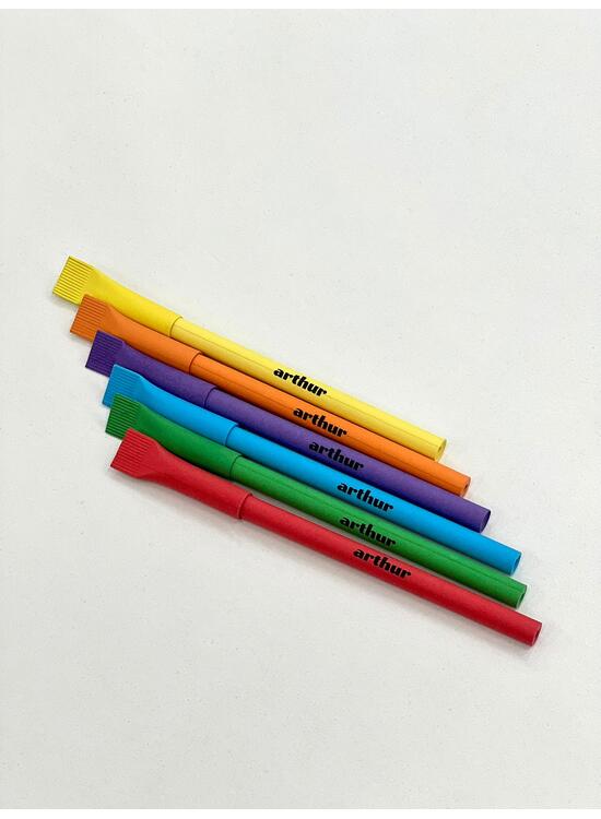 Copertă produs Set 6 pixuri din h&acirc;rtie reciclată Planeta Arthur (model Apolodor) - gallery big 2