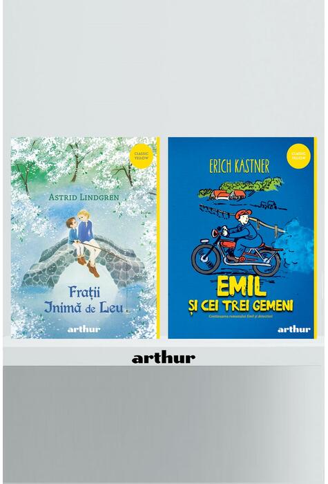 Copertă produs Pachet școlar clasa a IV-a (Emil şi cei trei gemeni, Frații inimă de leu)